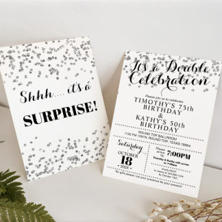 Doble Celebration Confetti Faux Silver Invitation