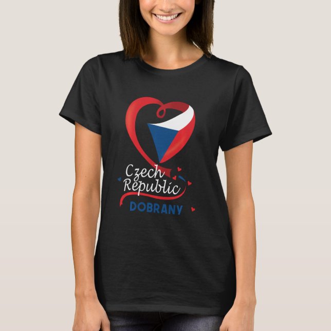 Dobrany Czech Republic Heart Flag Lion Coat Of Arm T-Shirt (Front)