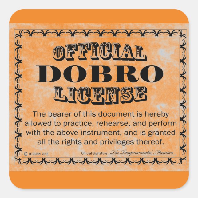 Dobro License Square Sticker (Front)