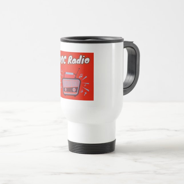 DOC Radio Travel Mug (Front Right)