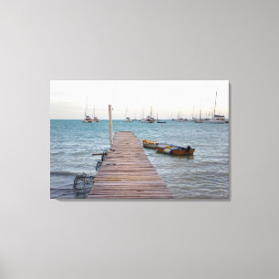 Dock and lobster pots canvas print