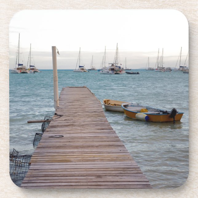 Dock and lobster pots coaster (Front)