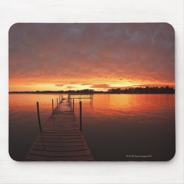 Dock at sunset on Lake Minnetonka,MN. Mouse Pad (Front)
