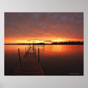 Dock at sunset on Lake Minnetonka,MN. Poster