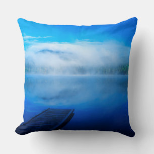 Dock on calm misty lake, California Cushion