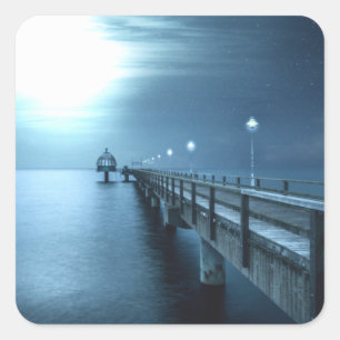 Dock on the Bay Evening Square Sticker