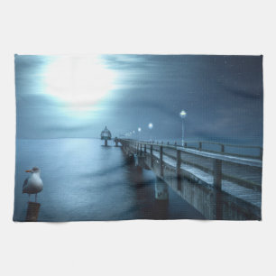 Dock on the Bay Evening Tea Towel