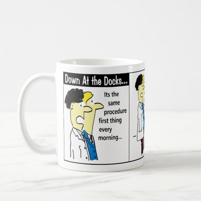 Docker Shipping Container Cartoon Humour Coffee Mug (Left)
