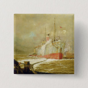 Docking a Cargo Ship 15 Cm Square Badge
