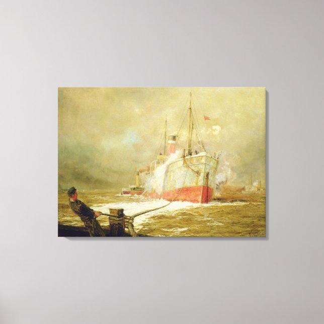 Docking a Cargo Ship Canvas Print (Front)