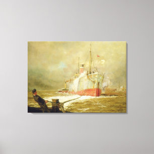 Docking a Cargo Ship Canvas Print