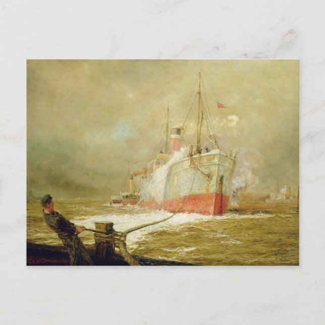 Docking a Cargo Ship Postcard (Front)