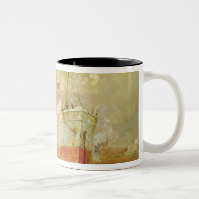 Docking a Cargo Ship Two-Tone Coffee Mug (Right)