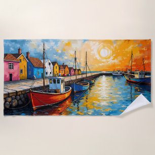 Docking Boats Beach Towel