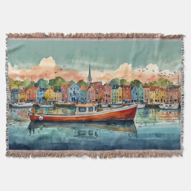 Docking Boats Throw Blanket (Front)