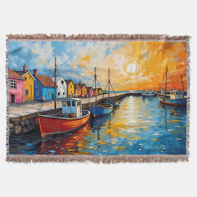 Docking Boats Throw Blanket (Front)