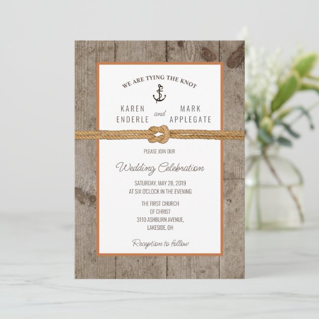 Dockside Rope Rustic Wedding Invitation (Standing Front)