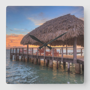 Dockside Sunrise Square Wall Clock