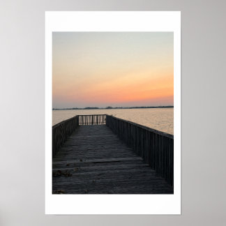 Dockside Waterscape Sunset Poster