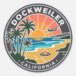Dockweiler State Beach California Classic Round Sticker
