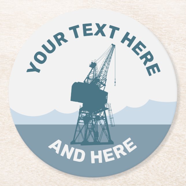 Dockyard Crane Round Paper Coaster (Front)