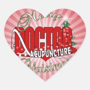 DOCTOR ACUPUNCTURE MERRY CHRISTMAS HEART STICKER