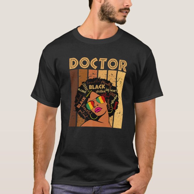 Doctor Afro African American Women Black History M T-Shirt (Front)