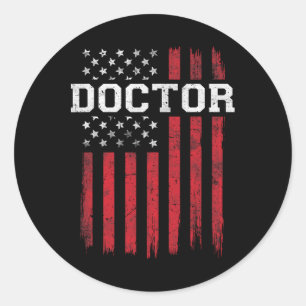 Doctor American Flag Usa Patriot Patriotic  Classic Round Sticker