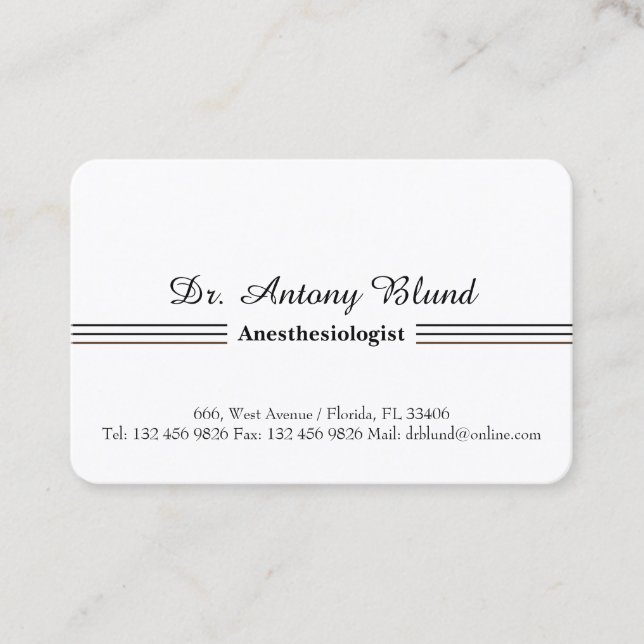 Doctor Anaesthesiologist Business Card (Front)