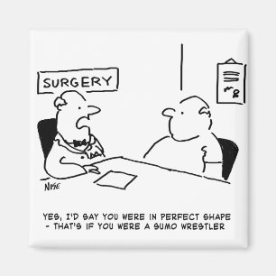 Doctor and Patient Overweight Obesity Sumo Cartoon Magnet