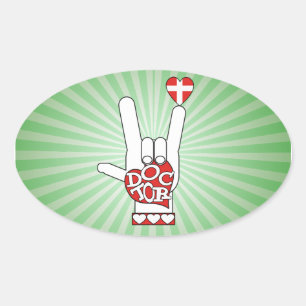 DOCTOR ASL SIGN I LOVE YOU - HEART - MEDICAL CROSS OVAL STICKER
