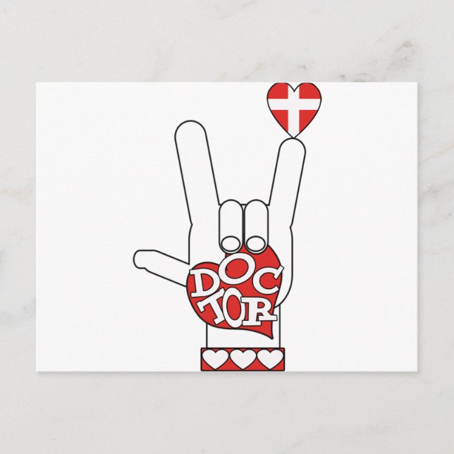 DOCTOR ASL SIGN I LOVE YOU - HEART - MEDICAL CROSS POSTCARD (Front)