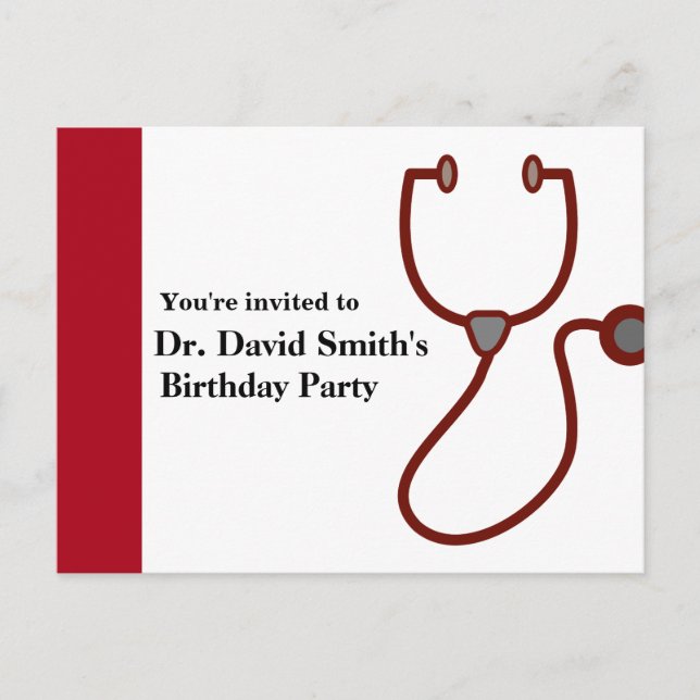 Doctor birthday invitation postcard (Front)