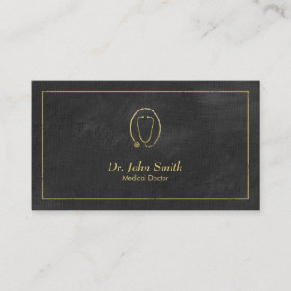 Doctor, Black Canvas Golden Frame & Stethoscope Appointment Card