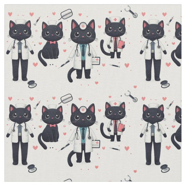 Doctor Black Cat Fabric (Close Up)