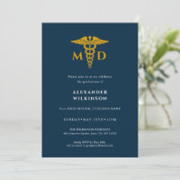 Doctor Blue Gold Modern Medical School Graduation 