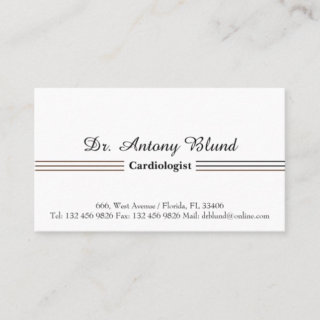 Doctor Cardiologist Elegant Simple Business Card (Front)