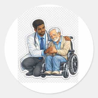 Doctor Caring for Elderly Sticker