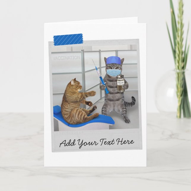 Doctor Cat COVID Vaccination Funny Card (Front)