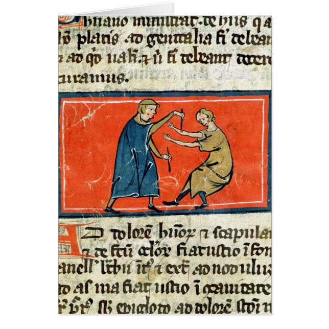 Doctor cauterising a wound with fire (Front)