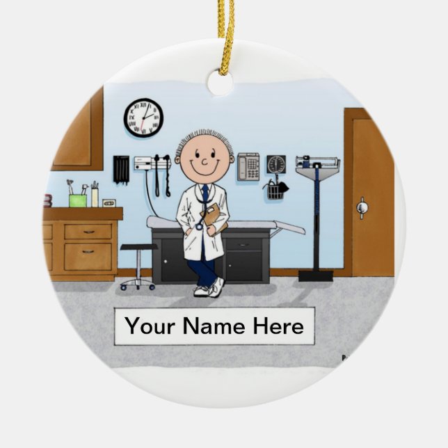 Doctor, Charge Nurse, Physician Assistant Male Ceramic Tree Decoration (Front)