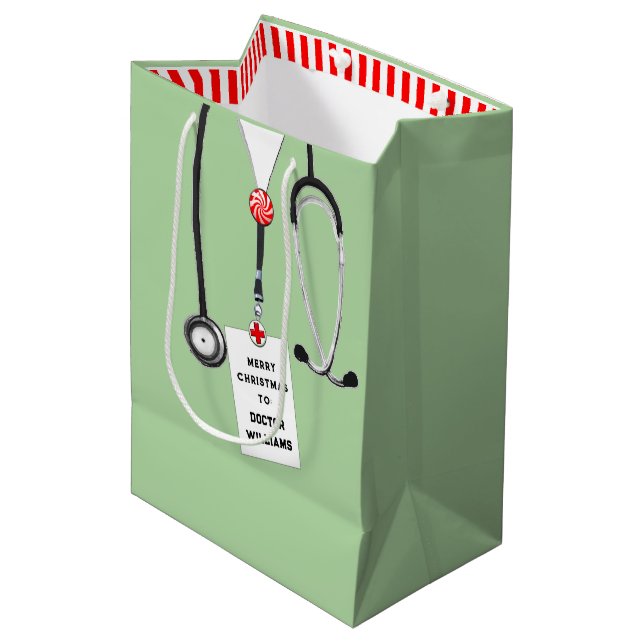 Doctor Christmas Holiday Medium Gift Bag (Front Angled)