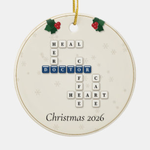 Doctor Crossword Letter Tiles Holly Year Ceramic Tree Decoration