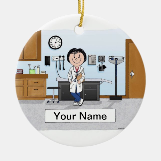 Doctor - Female Ceramic Tree Decoration (Front)