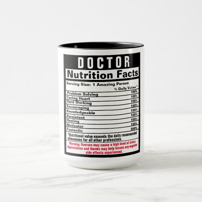 Doctor Funny Nutrional Facts Gift Mug (Center)