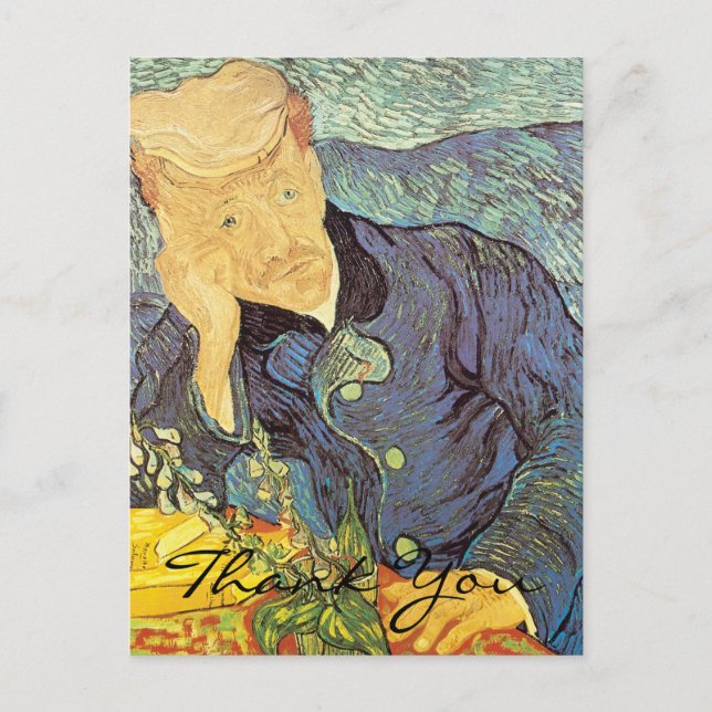 Doctor Gachet Portrait by Van Gogh, Thank You Postcard (Front)