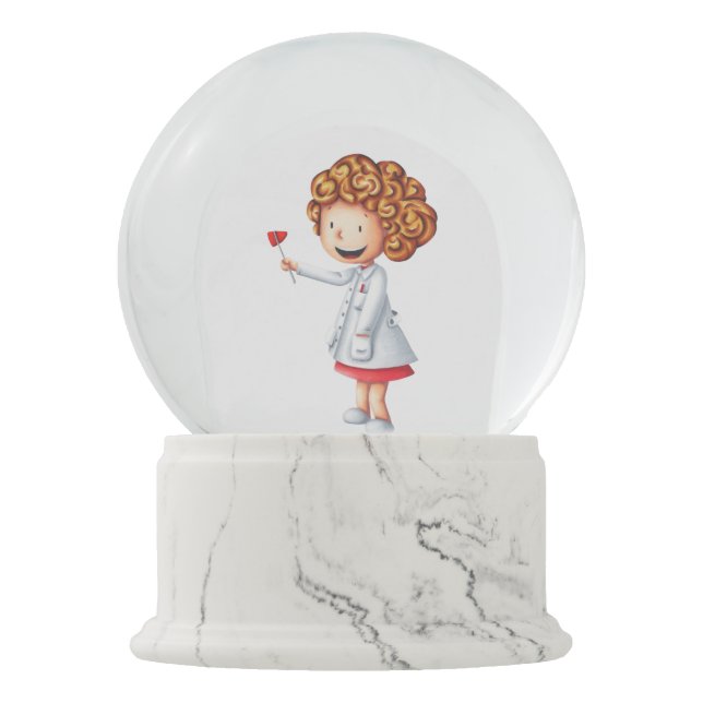 Doctor Girl with a Reflex Hammer Illustrated Snow Globe (Front)
