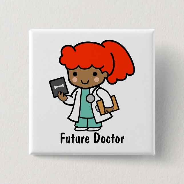 Doctor Girl with Xray 15 Cm Square Badge (Front)