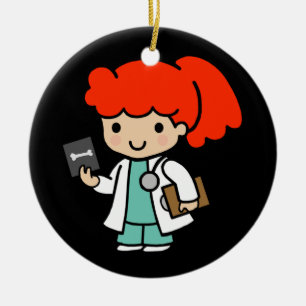 Doctor Girl with Xray Ceramic Tree Decoration