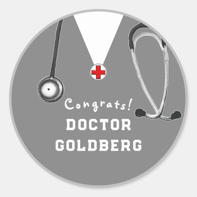 Doctor Graduation Gift Classic Round Sticker (Front)